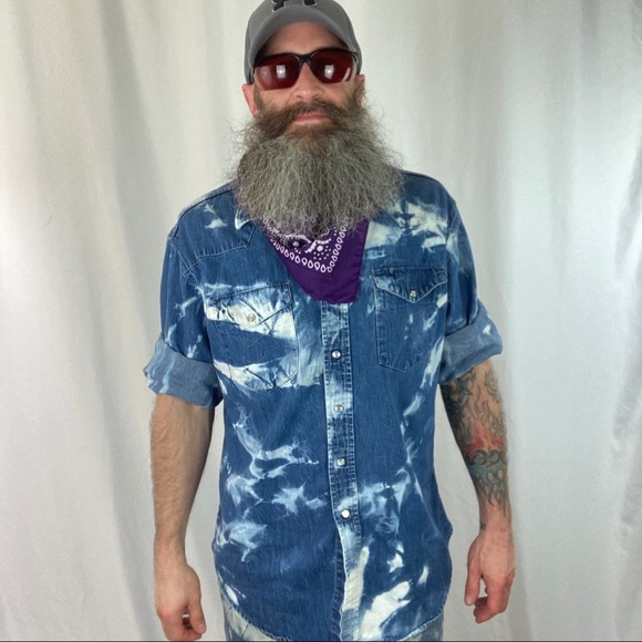 Big Mac Other - Custom Bleached Big Mac Denim Western Pearl Snap